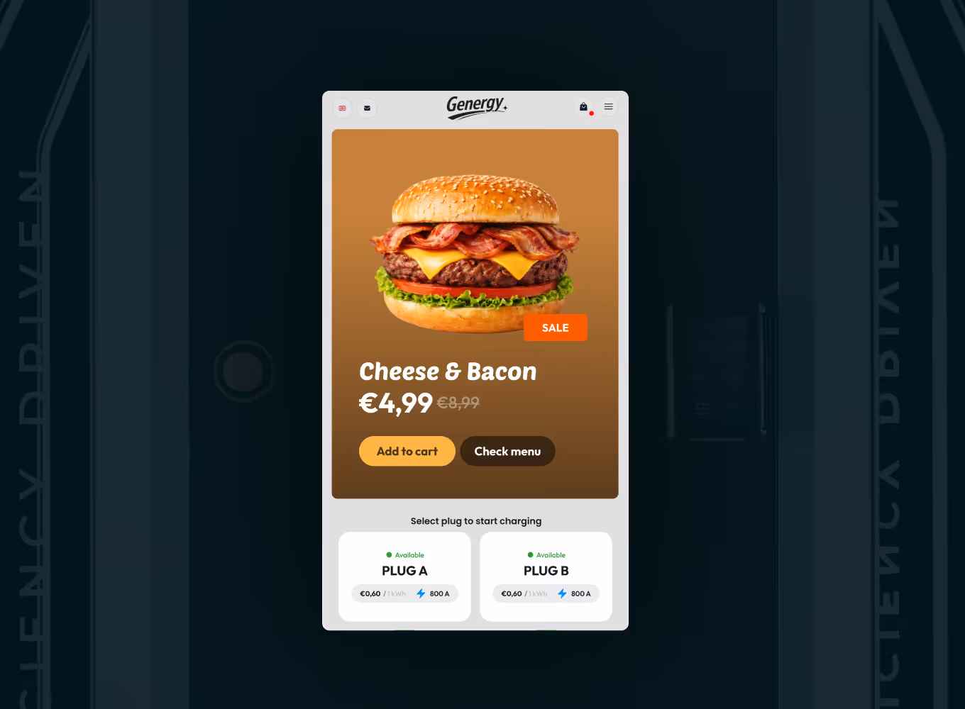 Charger screen showing a full-screen advertisement while a session is running