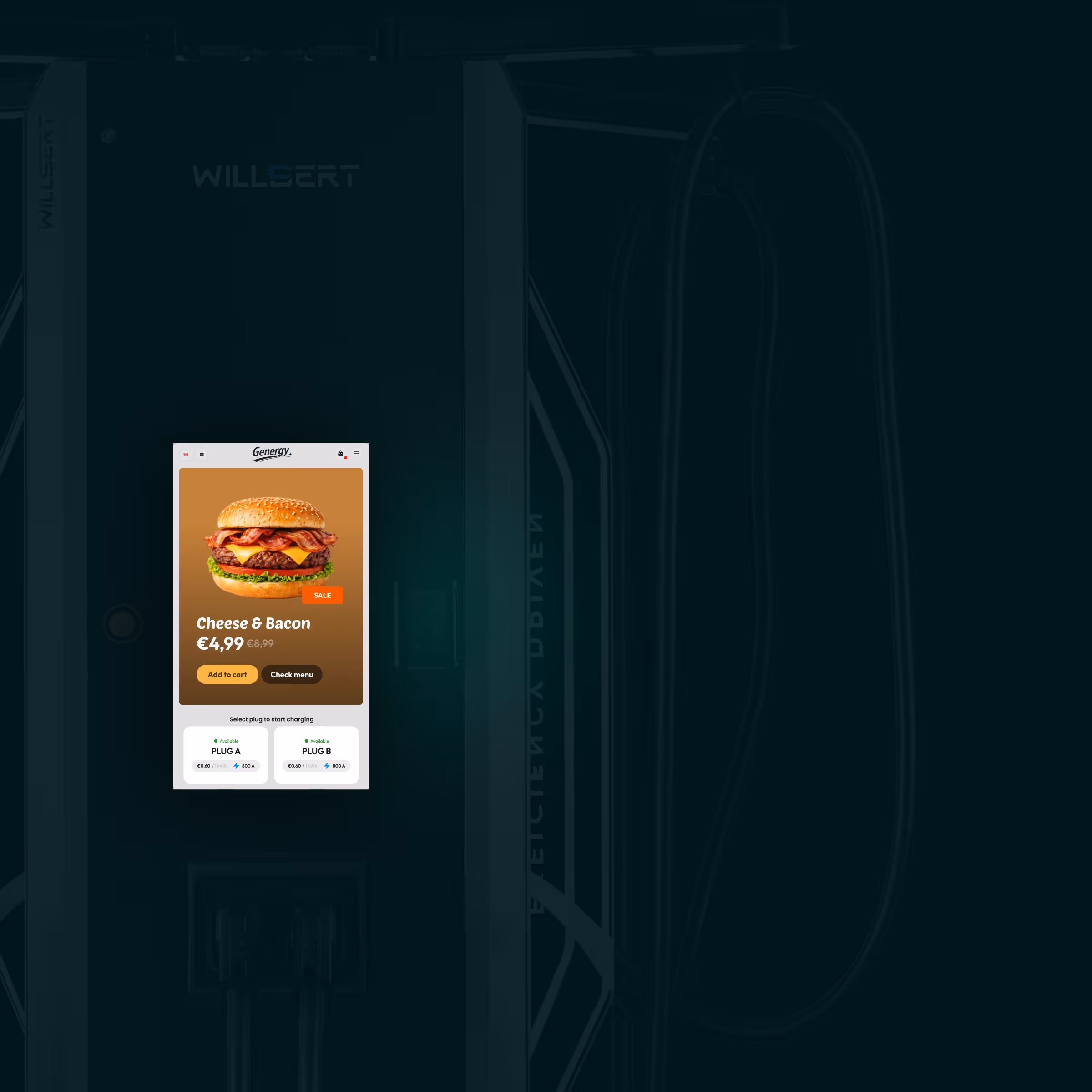 Charger screen showing a full-screen advertisement while a session is running