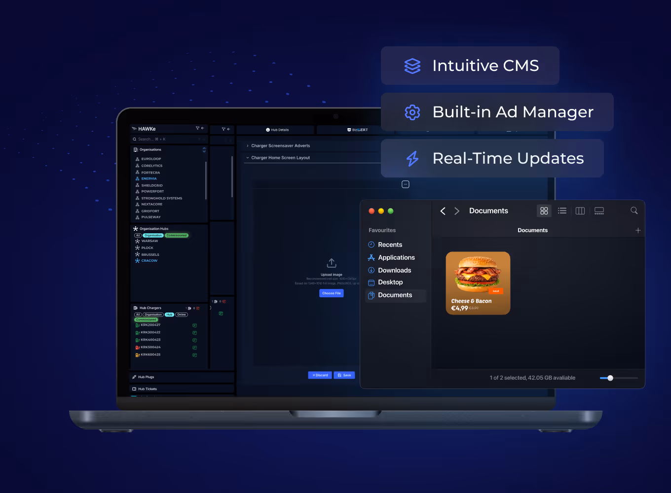 HAWKe content management screen for uploading and scheduling ad creatives