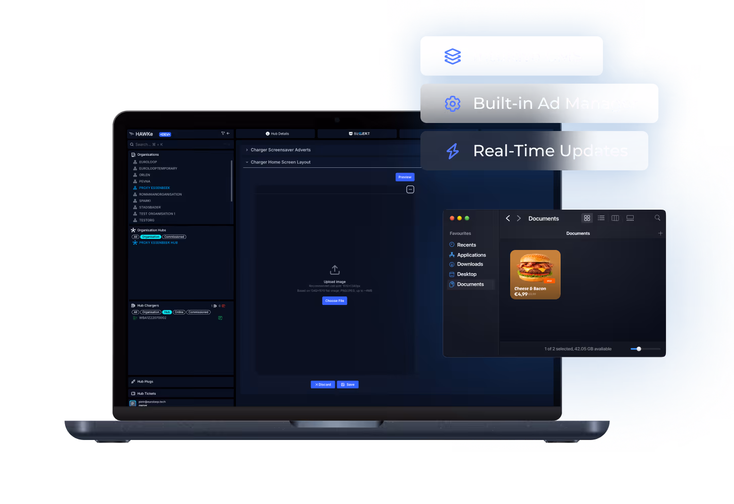 HAWKe content management screen for uploading and scheduling ad creatives