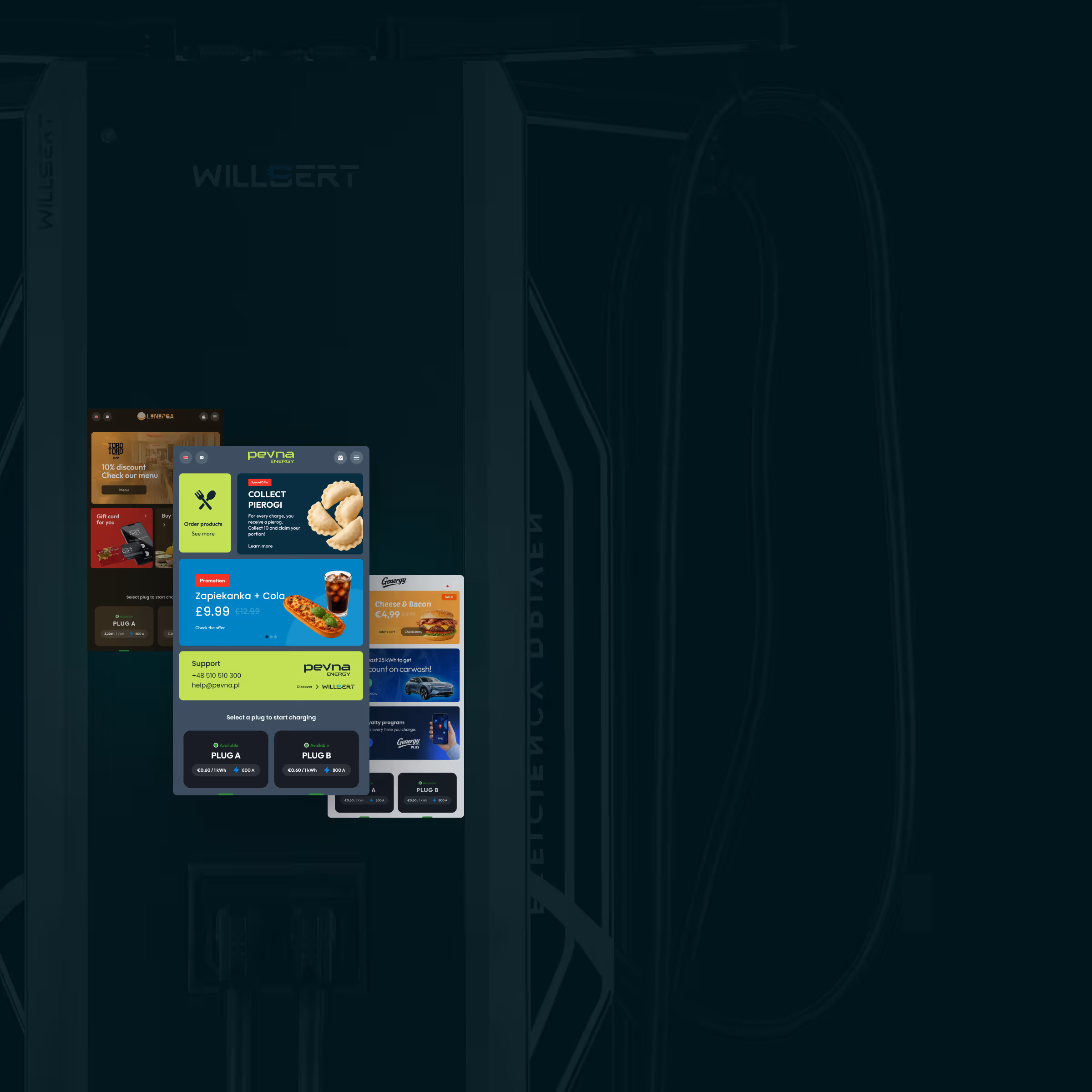 Charger interface themed in a retailer's own brand colors and logo