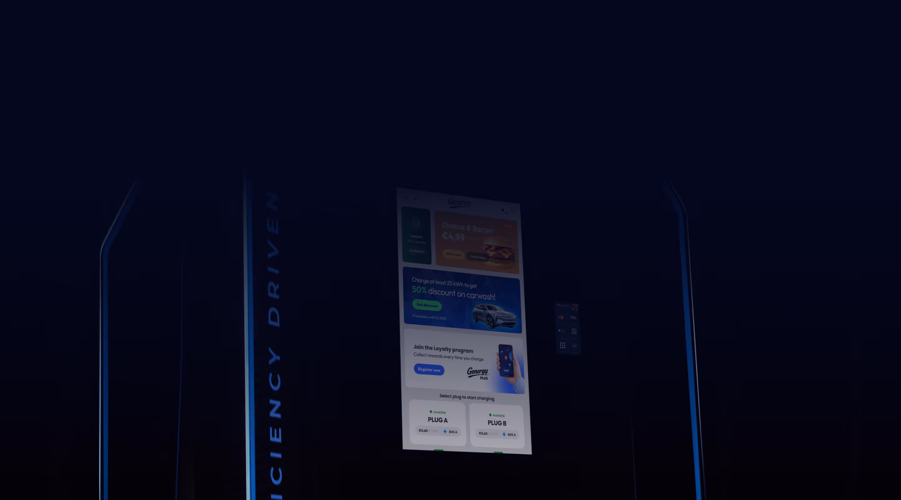 A full-screen advertising campaign running on a WILLBERT charger display