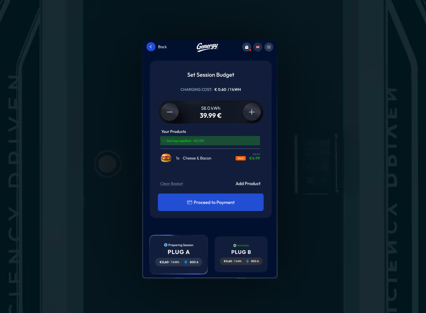 Charger checkout combining an energy session and retail items in one payment