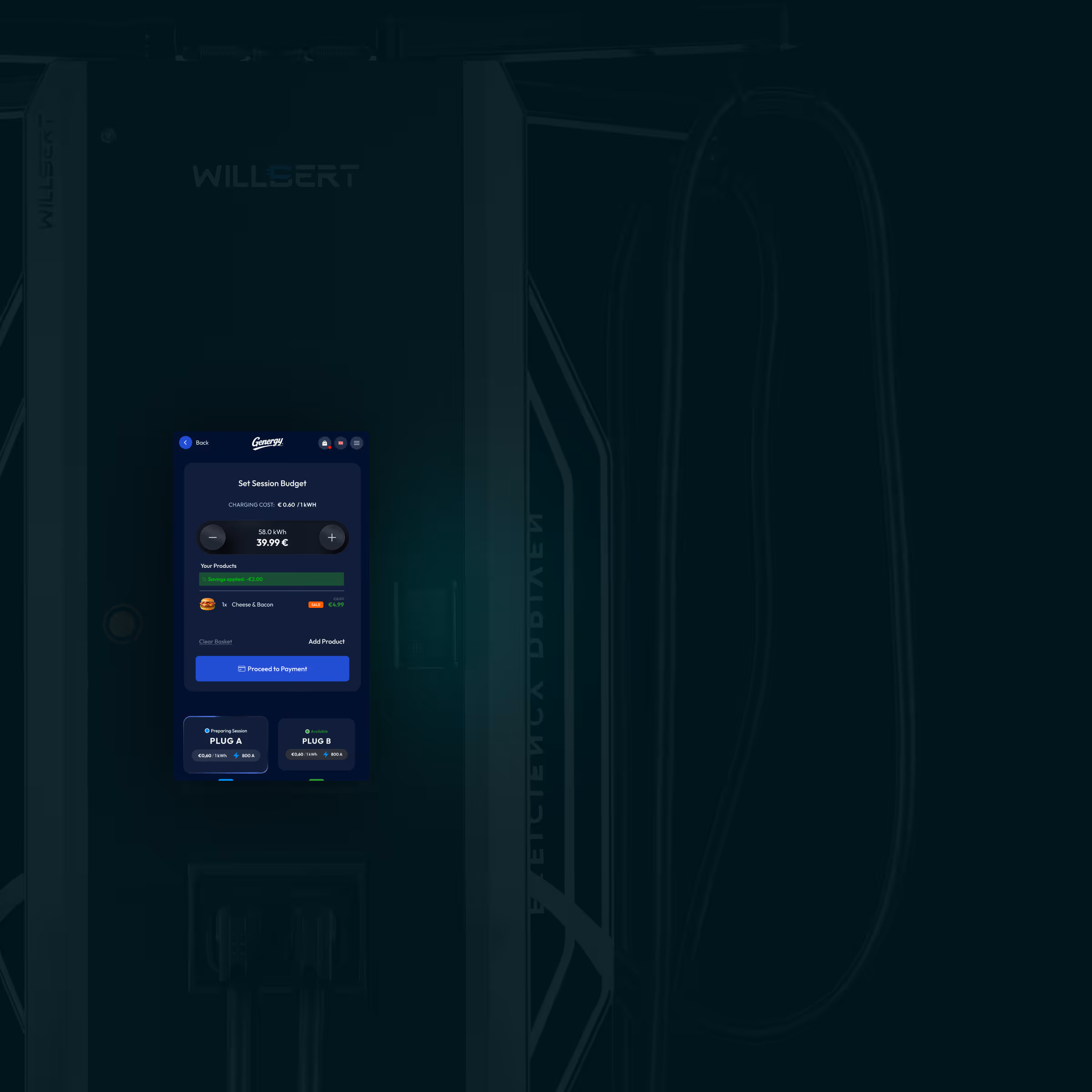Charger checkout combining an energy session and retail items in one payment